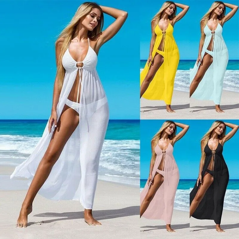 

Summer Solid Color Sexy Womens Bikini Cover Up Swimwear Beach Maxi Wrap Skirt Sarong Kimono Kaftan Beachwear Female