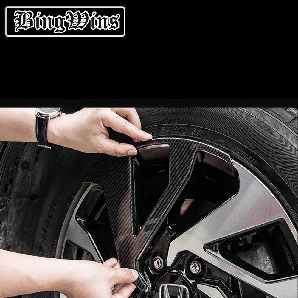 

BINGWINS set/4pcs Car Styling Refit Wheel Sticker Reflective Rim car Accessories for Tenth Generation Honda Civic Car Hub Sticke