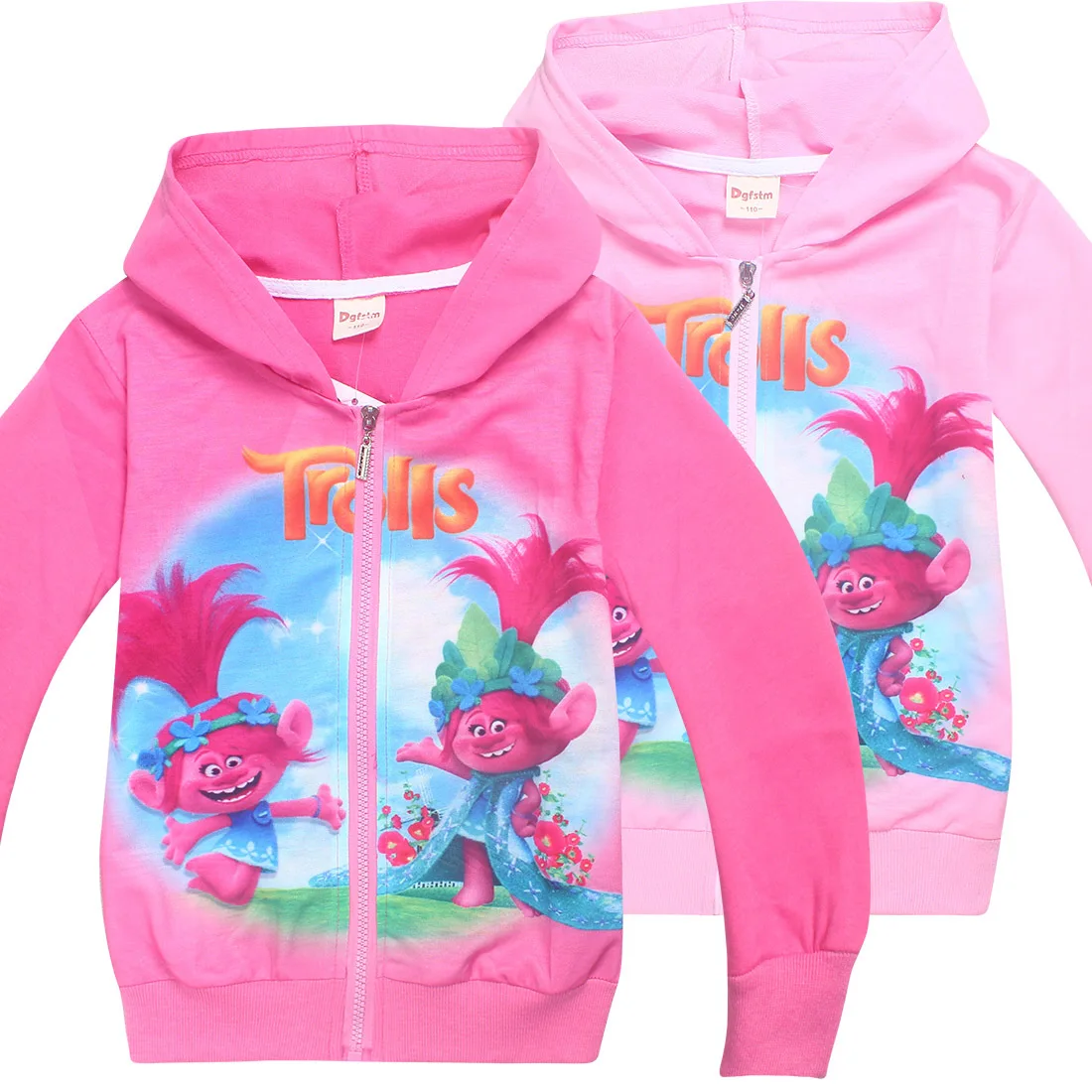 Trolls Baby Girls Cardigan Children Sweater Hoodies Girls Zipper Coat Children Clothes Trolls Costumes Cartoon Kids Hooded