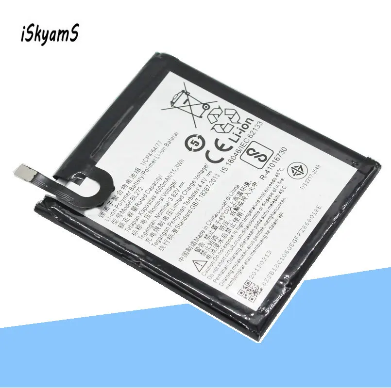 ISkyamS 1x4000 мАч BL272 высококачественный Сменный аккумулятор для телефона lenovo Vibe K6 power XT1662 K33A42 батареи
