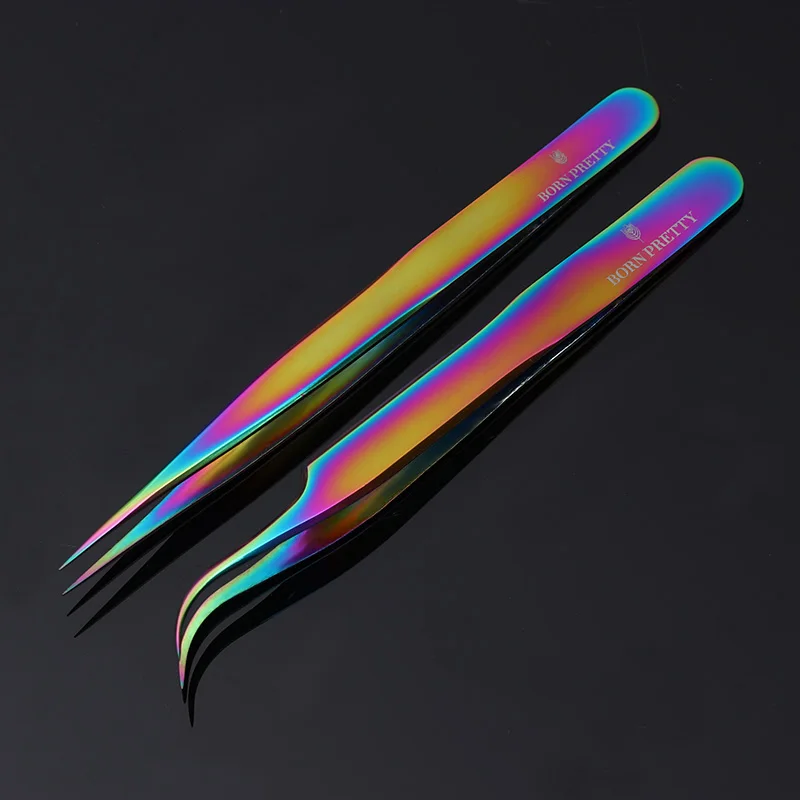 

BORN PRETTY Colorful Stainless Straight Curved Steel Tweezer Nail Sticker Rhinestone Picker Manicure Nail Art Tool