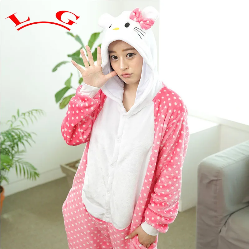 L G Winter Pajamas All in One Flannel Anime Pajama Set Cute Cartoon KT