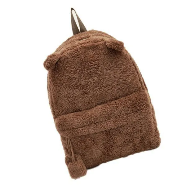 

Ladies Girls Backpack Cute Travel Satchel Shoulder Plush Bag Rucksack Plush Panda Women's Backpack Brown H30409