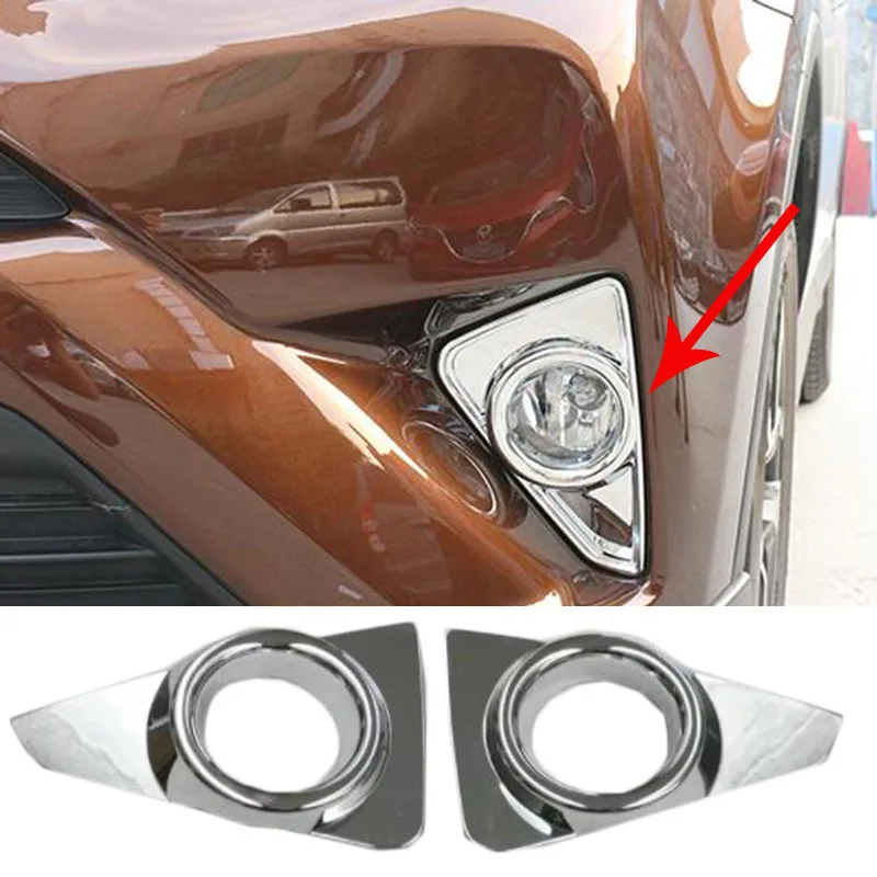 Pair Black Front Fog Light Lamp Decoration Trim For Toyota RAV4
