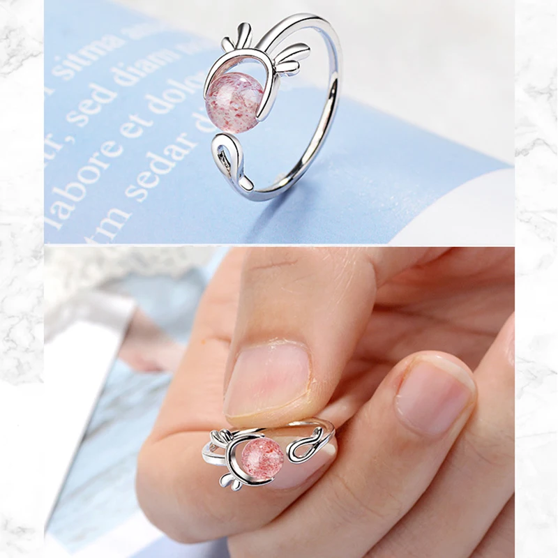 Qevila Rings for Women Fashion plated S925 Sterling Silver Deer Red Gemstone石榴石 Pearl wedding engagement Ring Romantic Valentine’s Day Gift Gothic ring men Anillos Mujer (8)