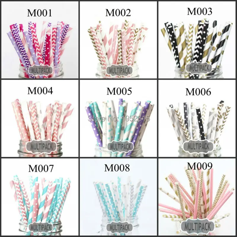 

New Hot 25pcs(5styles)Paper Straws For Kids Birthday Wedding Decoration Event Party Supplies Creative Mixed Colors Free Shipping