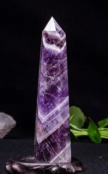 

Rare Purple Natural Chevron Banded Amethyst Tower Auralite Quartz Crystal Point Wand Jewelry Making
