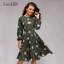 Autumn Women Vintage Print Dress Elegant Party O-neck A Line Midi Dress Fashion Long Sleeve Floral Dresses Female Spring Vestido Autumn Women Vintage Print Dress Elegant Party O-neck A Line Midi Dress Fashion Long Sleeve Floral Dresses Female Spring Vestido