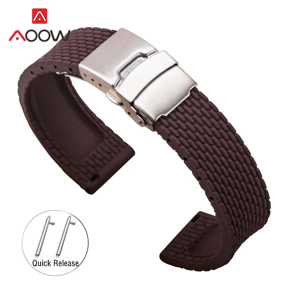 Silicone Strap with Folding Buckle – Quick Release Rubber Bracelet in Multiple Sizes