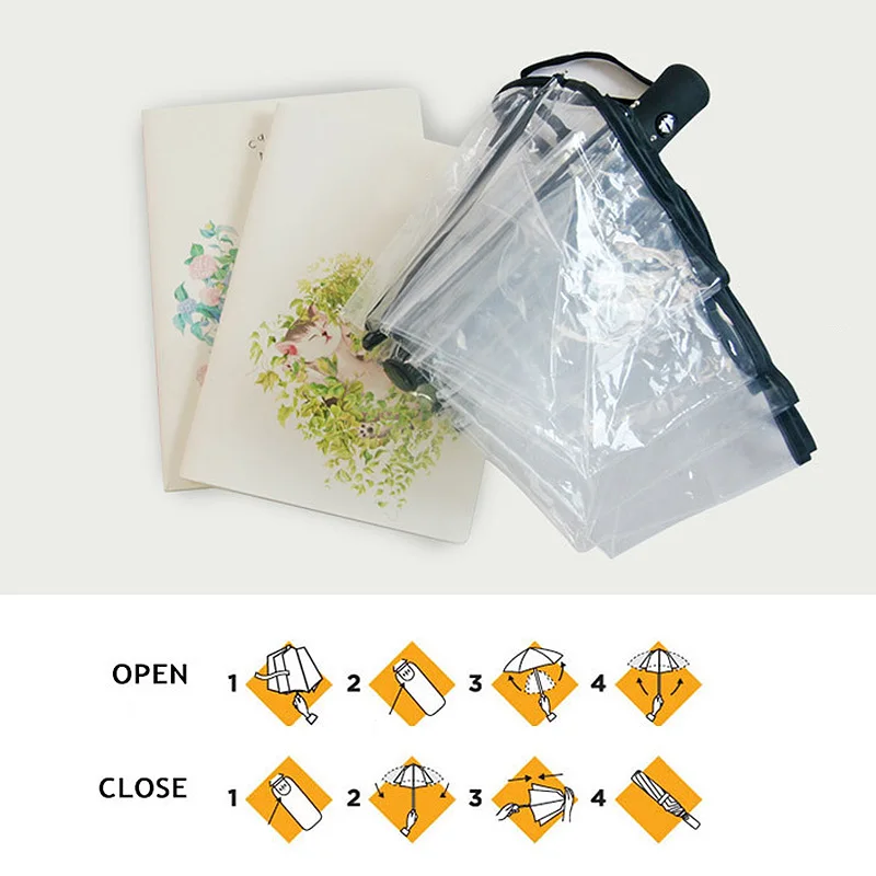 Umbrella Automatic Transparent Folding Umbrella Rain Sun Auto Windproof Umbrella portable easy carry Home Outdoor Sports