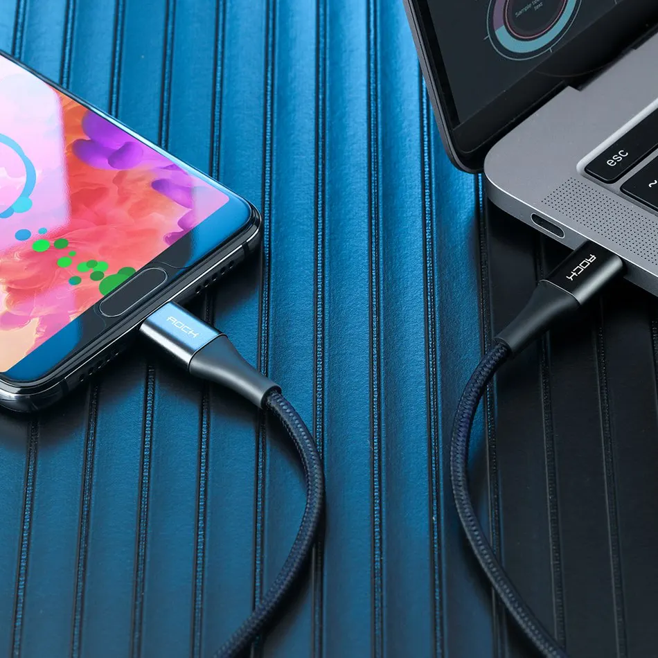 Кабель ROCK type C к USB C для samsung S9 S10 60W type-C PD 3A Быстрая зарядка QC3.0 кабель быстрой синхронизации type-C провод для MacBook Pro