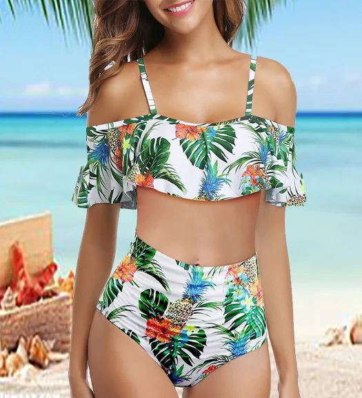 flounce top high waisted bikini
