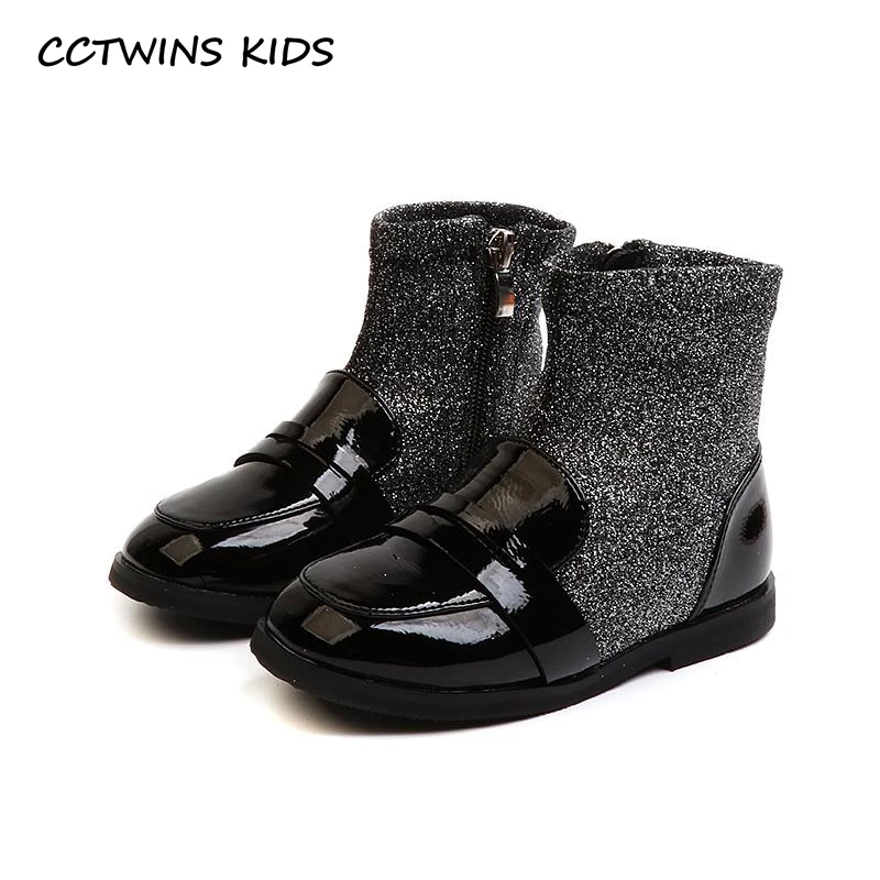 

CCTWINS KIDS 2018 Autumn Toddler Pu Leather Shoe Children Fashion Ankle Boot Baby Girl Brand Glitter Boot Black CF1506