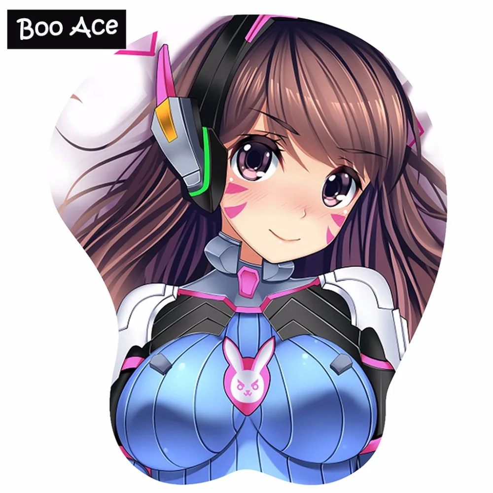 D.VA аниме 3D в виде груди игровой Мышь Коврик противоскользящий С упором для