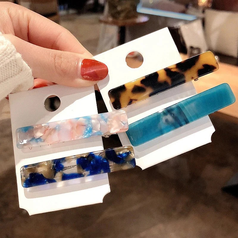 

1PC New Women Girls Acetate Acrylic Rectangle Barrettes Leopard Hair Clips Tin Foil Sequins Hairpins Headband Hair Accessories