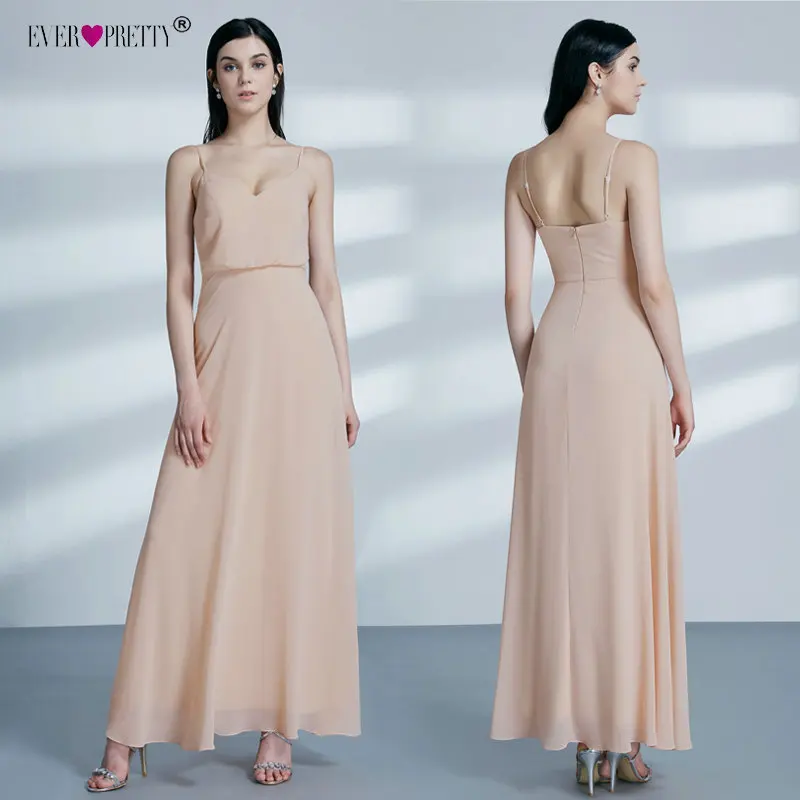 Blush Pink Bridesmaid Dresses Ever Pretty EP07303 Sweetheart A-line V-neck Sleeveless Wedding Party Dress Elegant for Women -