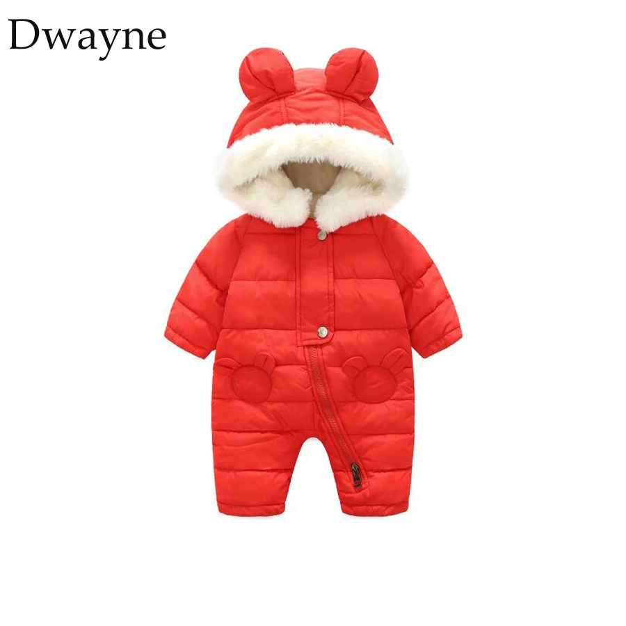 

Baby Rompers Winter Thick Girls Clothes Polyester Girl Warm Infant Snowsuit Kids Jumpsuit Toddler Romper Red Outerwear Baby Wear