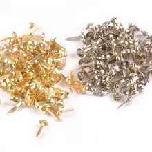 100 Uds mezcla de clavos redondos de plata/adornos dorados para artesanías de recortes de metal sujetador Brad para decoraciones Diy c2252