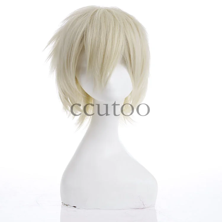 Ccutoo 30 см/1" Vocaloid Kaito темно-синего цвета с короткими аксессуар для волос пушистой цветок синтетический парик для студенческой вечеринки теплостойкое волокно