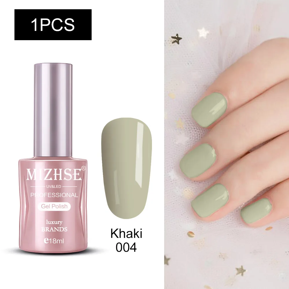 MIZHSE Nail Polishes 18ml Vernis Semi Permanant UV Gel Polish Hybrid Nail Art Lacquer For Stamping Soak off Varnish Gel - Color: Khaki004
