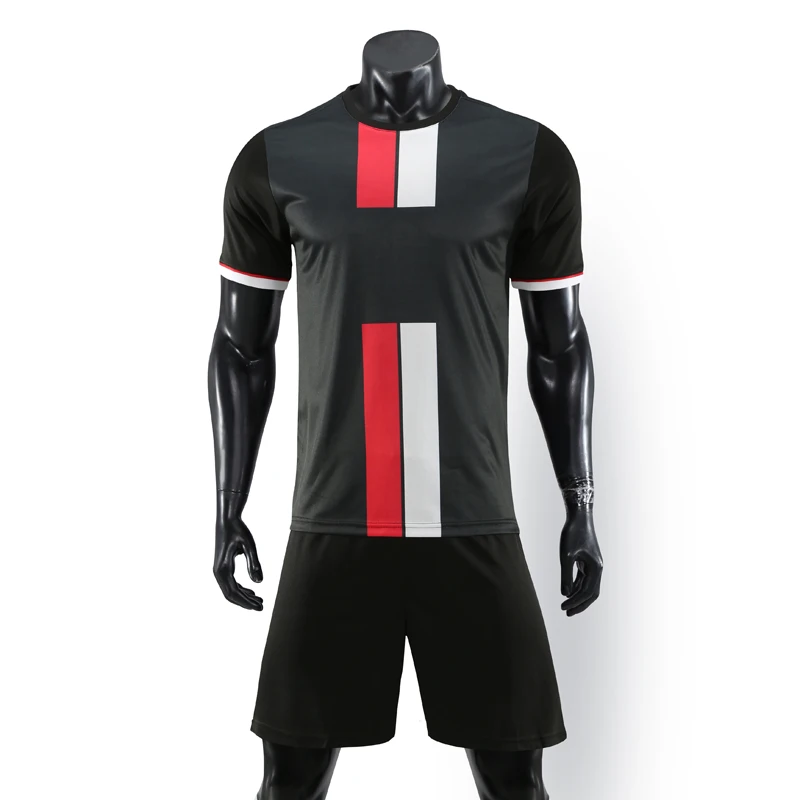 Креативная Мужская Детская футбольная игровая футболка, комплект для футбольной игры, Униформа, спортивные костюмы, Настраиваемые принты - Цвет: Black