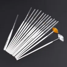 15 pcs Nail Art Decorations Brush Set Tools Professional Painting Pen for False Nail Tips UV Nail Gel Polish