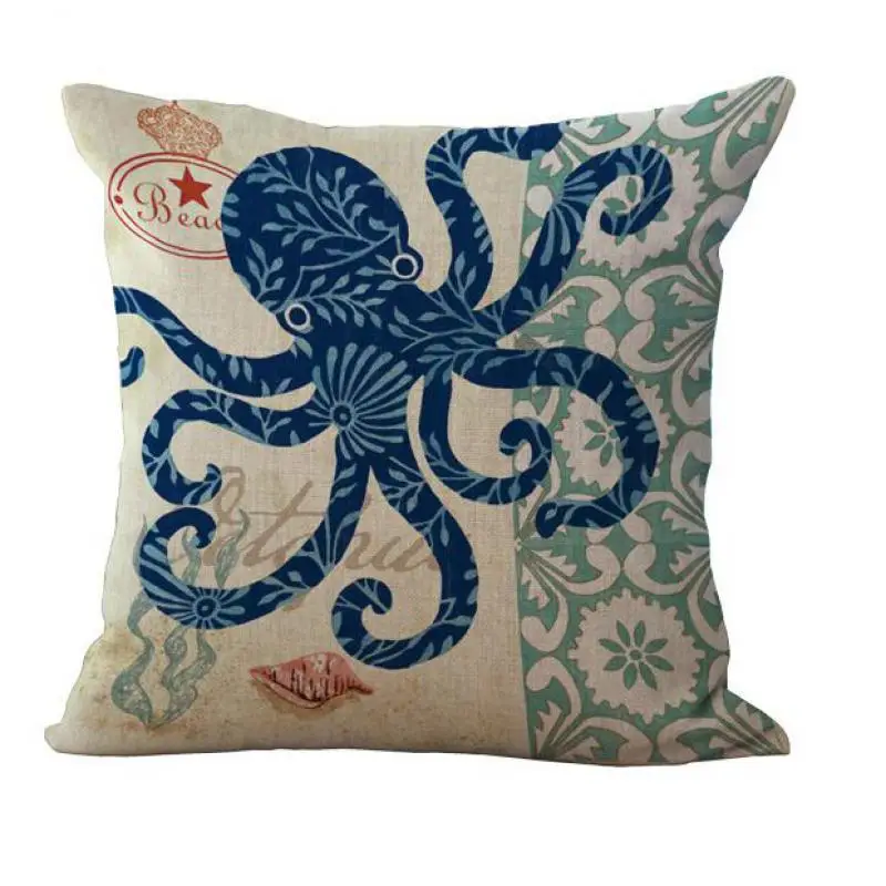 

Deep Sea Creatures Linen cotton funny vintage Cushion And Sofa Throw Pillow Home decor Chair Seat Cushions cojin decorativ