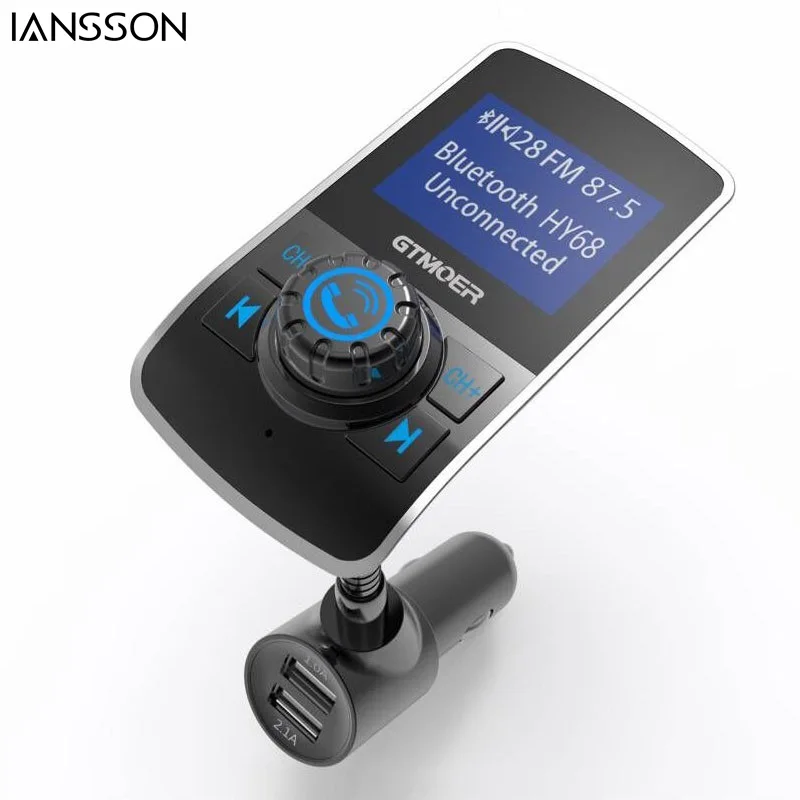 

New Bluetooth Car Kit Handsfree FM Transmitter MP3 Music Player 1.44 Inch Larger Screen 5V 3.1A Dual USB Car MP3 Play Bluetooth