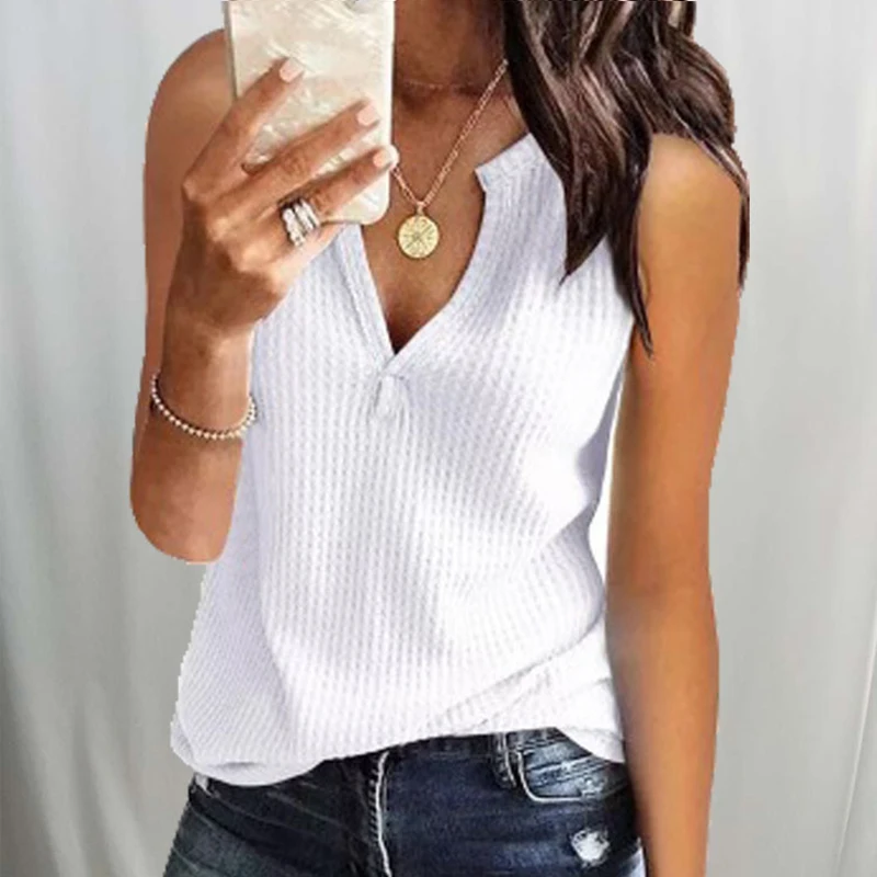 

Hot Summer Clothes For Women Deep V Neck Tank Tops Plus Size Female Ladies Casual Solid Sexy 8 Colors Sleeveless Cami Vest S-5X
