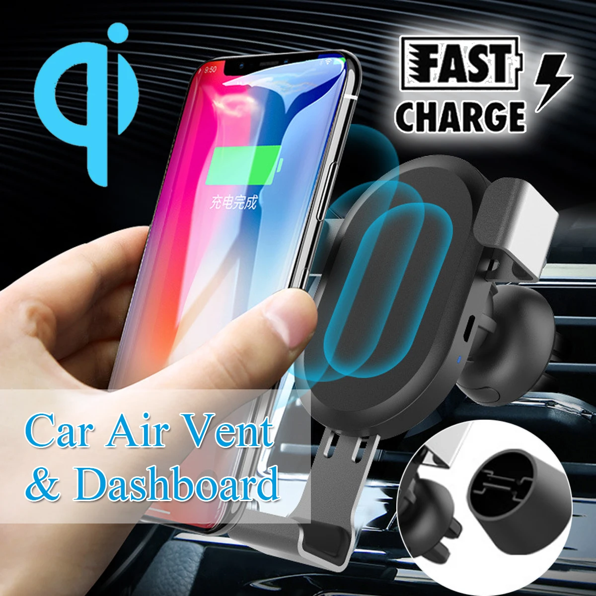 10W QI Wireless Charger Car Gravity Phone Holder For iPhone XS Max X XR 8 Fast Charging Air Outlet Bracket Car Dashboard Mount 10W QI Wireless Charger Car Gravity Phone Holder For iPhone XS Max X XR 8 Fast Charging Air Outlet Bracket Car Dashboard Mount