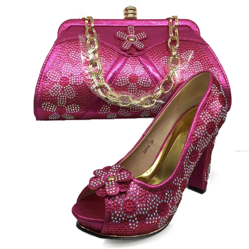 Mathcing/итальянский комплект из туфель и сумочки розового цвета Женская обувь