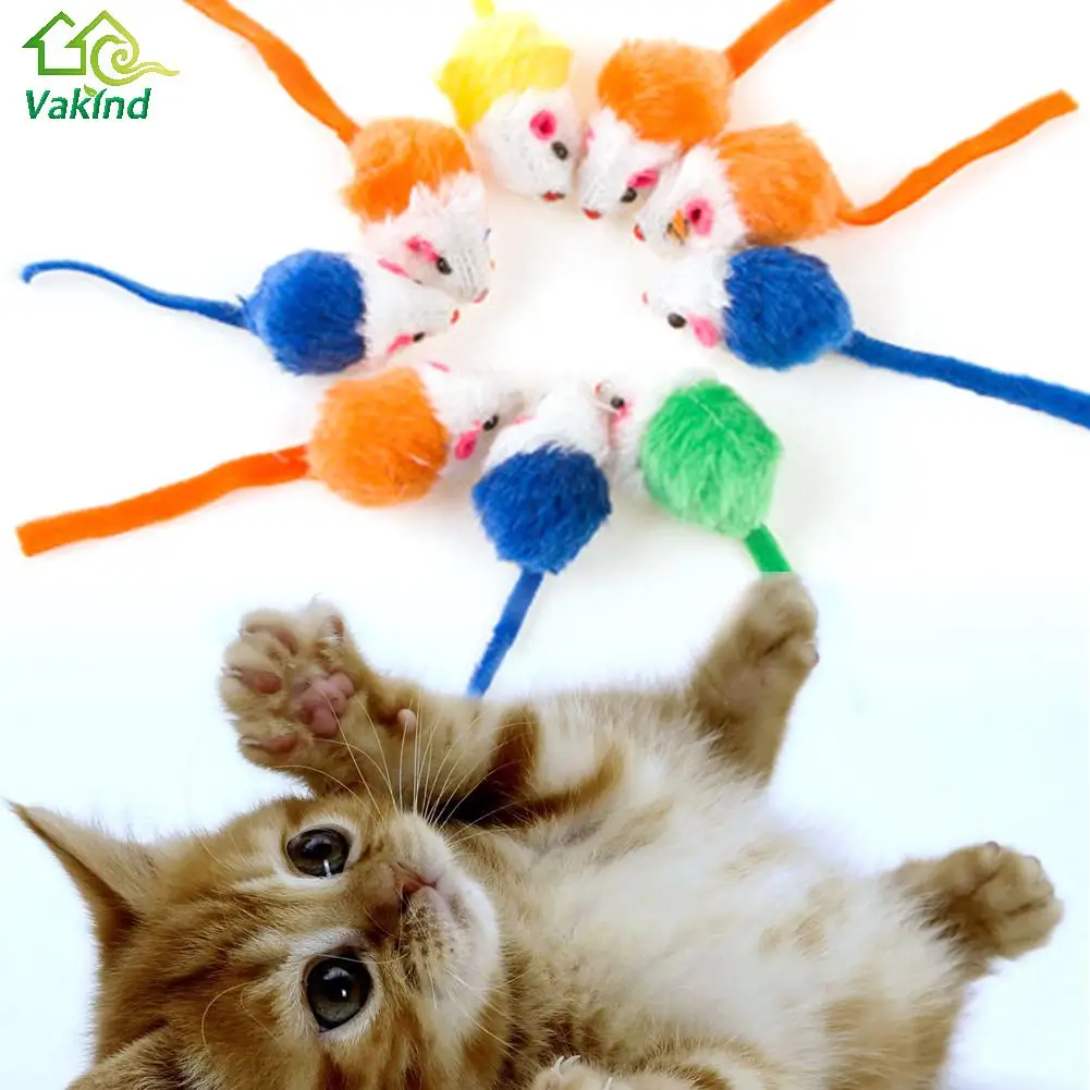 10Pcs/lot Cat Toys Mini Funny Playing False Mouse Toys For Cats Kitten