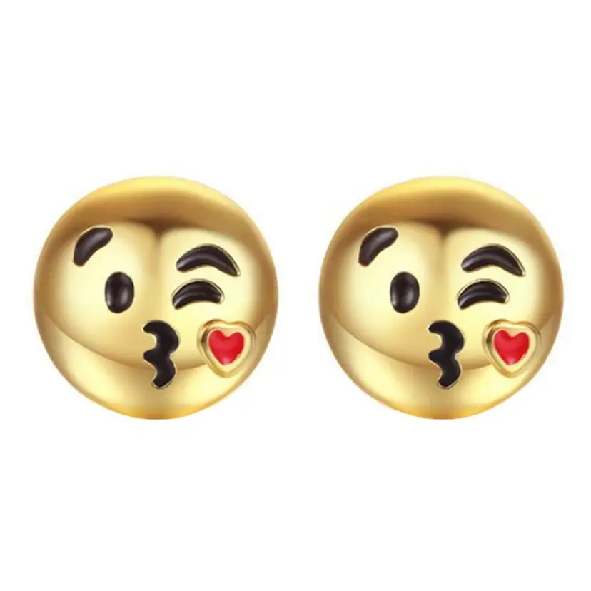 

1 Pair New Fashion Simple Interesting Head Alloy Women Stud Earrings Delicate Girlfriend Gift