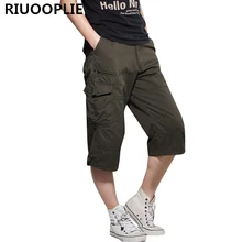 RIUOOPLIE летние мужские мешковатые мульти карманные шорты-карго на молнии в стиле милитари Горячие Бриджи мужские длинные армейские зеленые мужские тактические шорты цвета хаки
