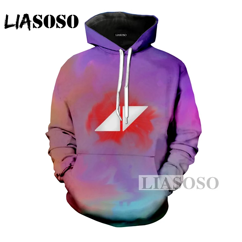 LIASOSO, Зимняя мода для мужчин и женщин, 3D принт, DJ певица Avicii, толстовка в стиле хип-хоп с длинными рукавами, толстовка, повседневный Забавный пуловер, A029-04