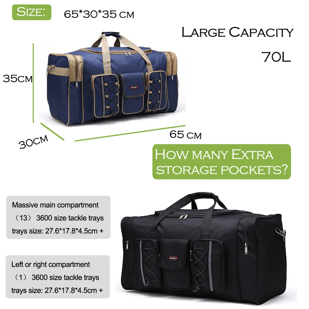  Fishing Bag Large Capacity 70L Multifunctional Reel Bag Backpack Outdoor Fishing Tackle Bag Lure Tr - 33053396739
