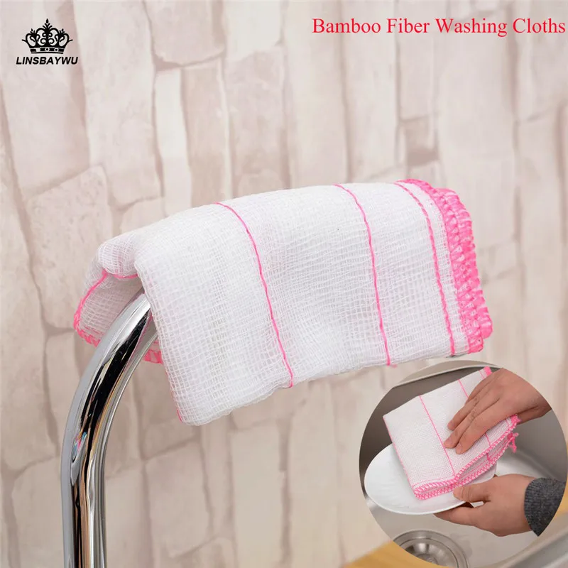 

1Pcs Kitchen Cleaning Cloth Bamboo Fiber Eco-friendly Rags Wiping Scouring Pad Dishcloth Bathroom Washing Cloth Free Shipping