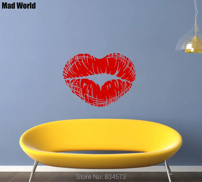 Безумный мир-Губы Поцелуй составляют сердце любовь beautywall Art Наклейка Главная DIY