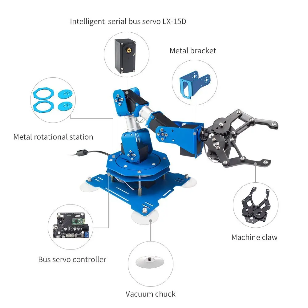 Industrial 6 DOF Robot Arduino Scratch Arm Serial Bus Micro Servo Infrared Remote Control RC Parts Robot Kit Industrial 6 DOF Robot Arduino Scratch Arm Serial Bus Micro Servo Infrared Remote Control RC Parts Robot Kit