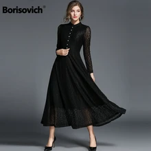 Borisovich роскошное кружевное повседневное макси платье, бренд, осенняя мода, большие качели, элегантные женские вечерние длинные платья M931