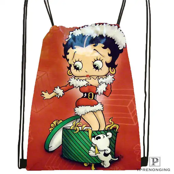 На заказ betty-boop-вариант походная сумка на шнурке милый рюкзак для детей(черная спинка) 31x40 см#20180611-02-79 - Цвет: Drawstring Backpack