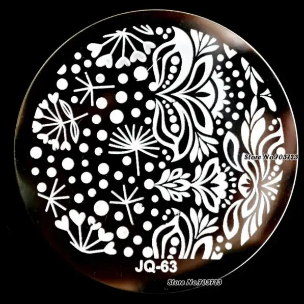 JQ-63 30% OFF Flower Nail Stamping Plates 5.6cm Stainless Steel Art Stamp Template For Polish Stencil Manicure Tools | Красота и