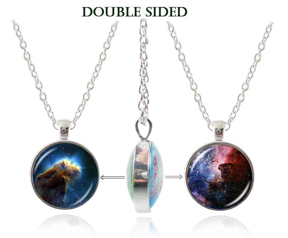 Galaxy Necklace Double Sided Nebula Pendant Space Jewelry Friend