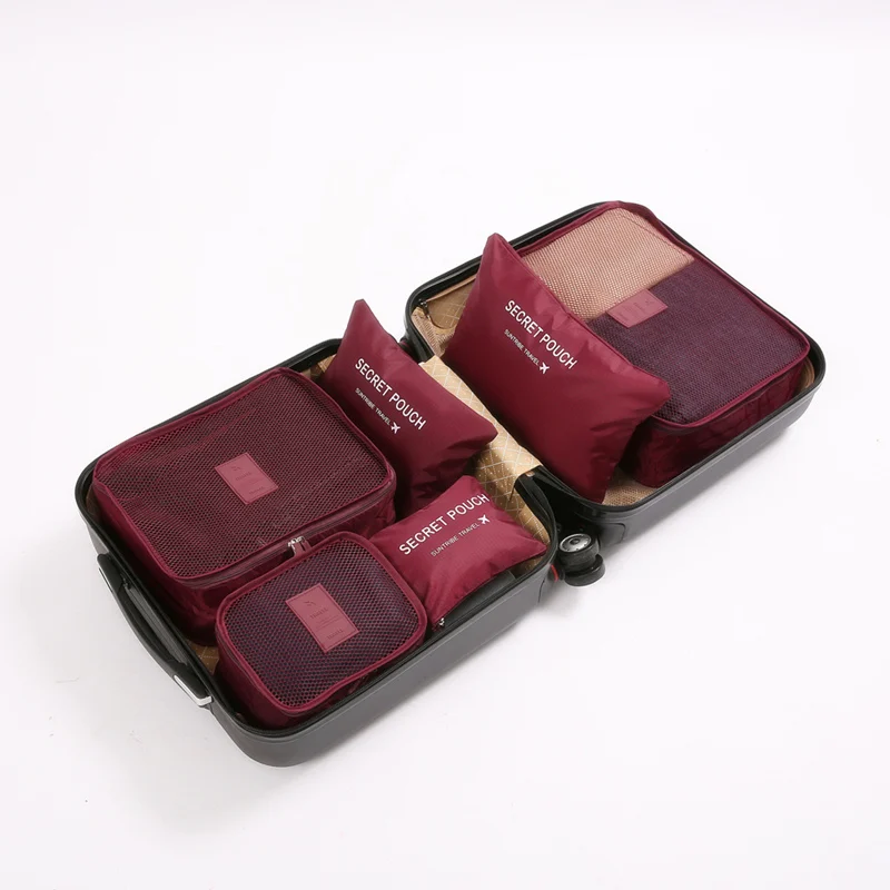 RUPUTIN New 6PCS/Set High Quality Oxford Cloth Ms Travel Mesh Bag In Bag Luggage Organizer Packing Cube Organiser for Clothing
