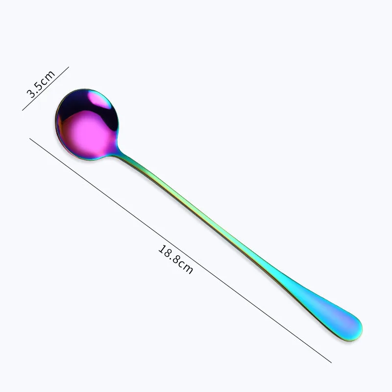 Новая классическая кофейная ложка с длинной ручкой ложка из нержавеющей стали Роскошные радужные золотые десертное мороженое чайные ложки кухонные аксессуары