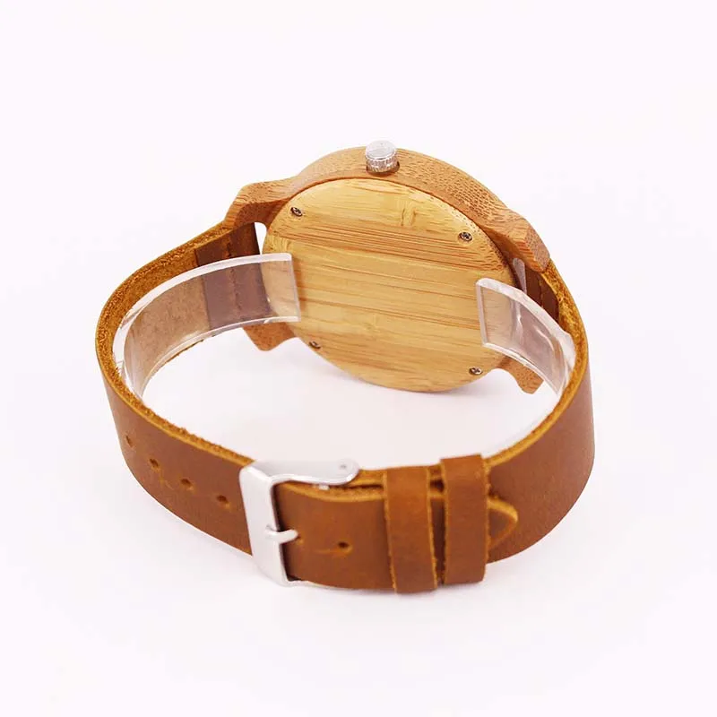 brown digital bamboo wood leather men watches (12)