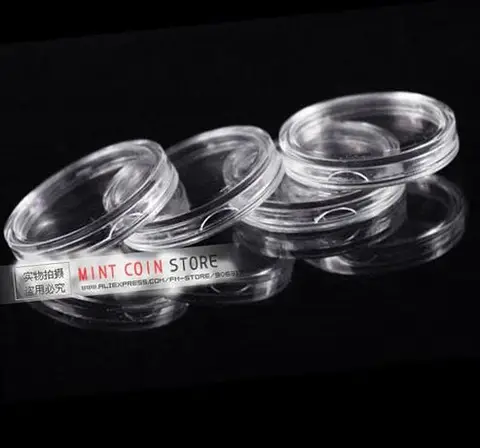 Cápsula de Plástico 38mm e 39mm Ajuste Directo Prata Águia Moeda 100 Pçs – Lote H40.6mm