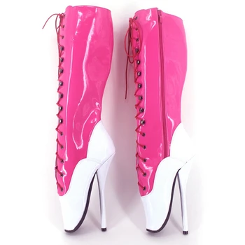 

Shiny Leather Knee High Pink White Women Boots Ballet Heels Woman High Heel Booties Unisex Ladies Boots Sexy Fetish Shoes