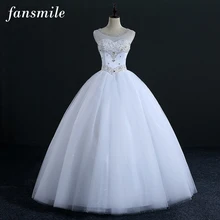 Fansmile качественный хрустальный шарик Свадебные платья Vestido de Novia под заказ плюс размер платья FSM-322F