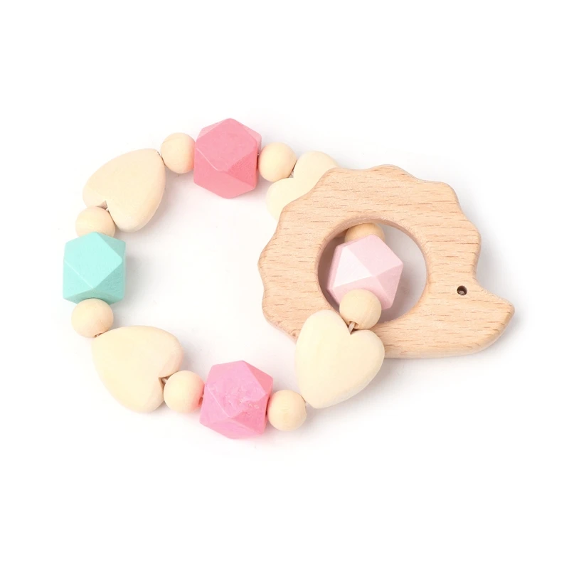 Baby Hedgehogs Molar Sticks Baby Wooden Teether Animal Shape Chew Beads Teething Toys Baby